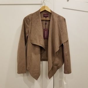 Faux fur suede wrap jacket
